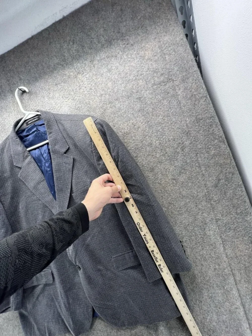 Lauren Ralph Lauren Blazer Mens 48S Gray Wool Check Sport Coat Jacket Short